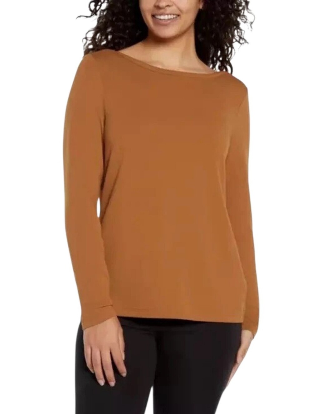 NWOT Banana Republic Boatneck Long Sleeve Soft Terry Knit Top Rust Brown XS